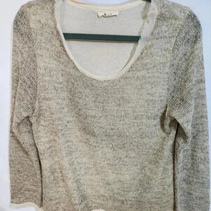Easel cream long sleeve sweater top, size large